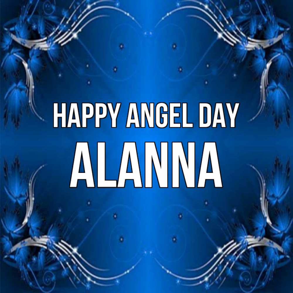 Greetings card с именем, Alanna happy angel day красивая рамочка с узорами Greetings with text for free download 