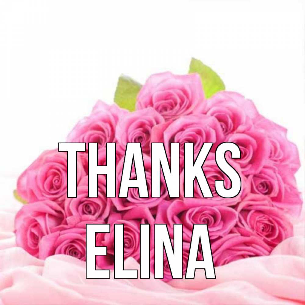 Greetings card с именем, Elina Thanks розовые розы с подписью Greetings with text for free download 