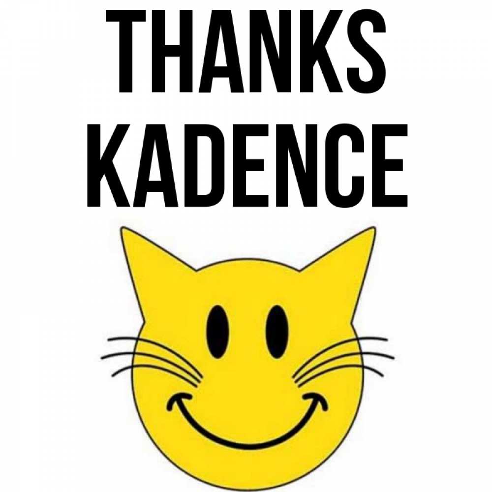 Greetings card с именем, Kadence Thanks улыбающийся смайл кот Greetings with text for free download 
