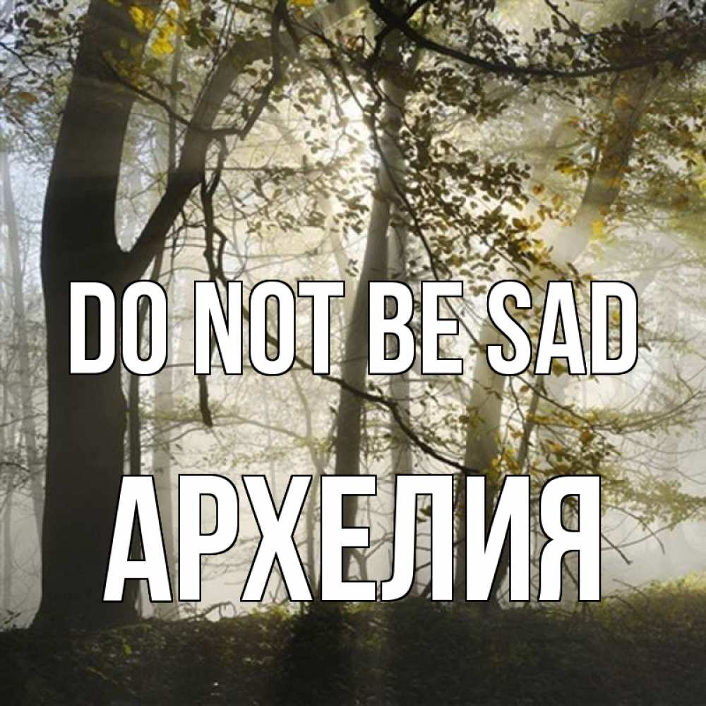 Greetings card с именем, Архелия Do not be sad лес и свет Greetings with text for free download 