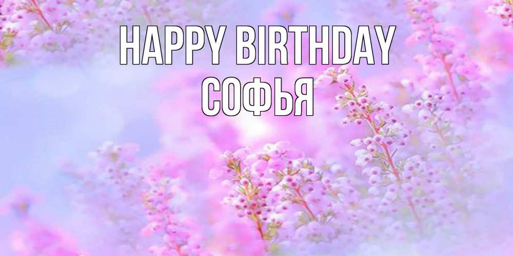 Greetings card с именем, Софья Happy Birthday красивая открытка с мелкими цветами Greetings with text for free download 