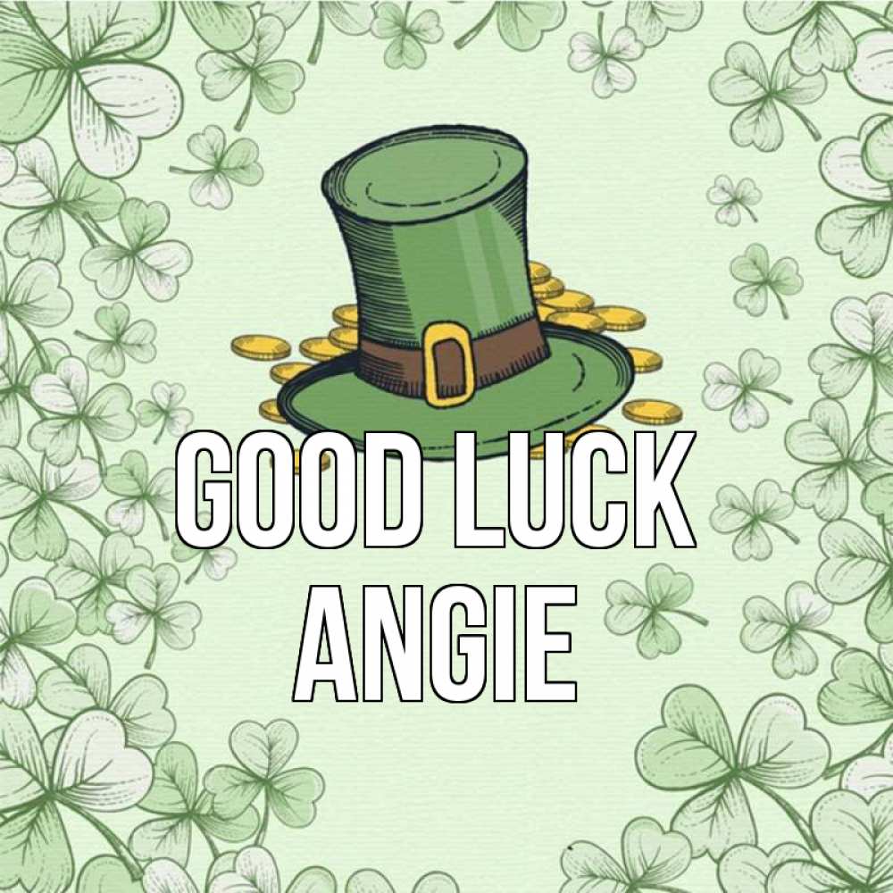 Greetings card с именем, Angie Good luck клевер Greetings with text for free download 