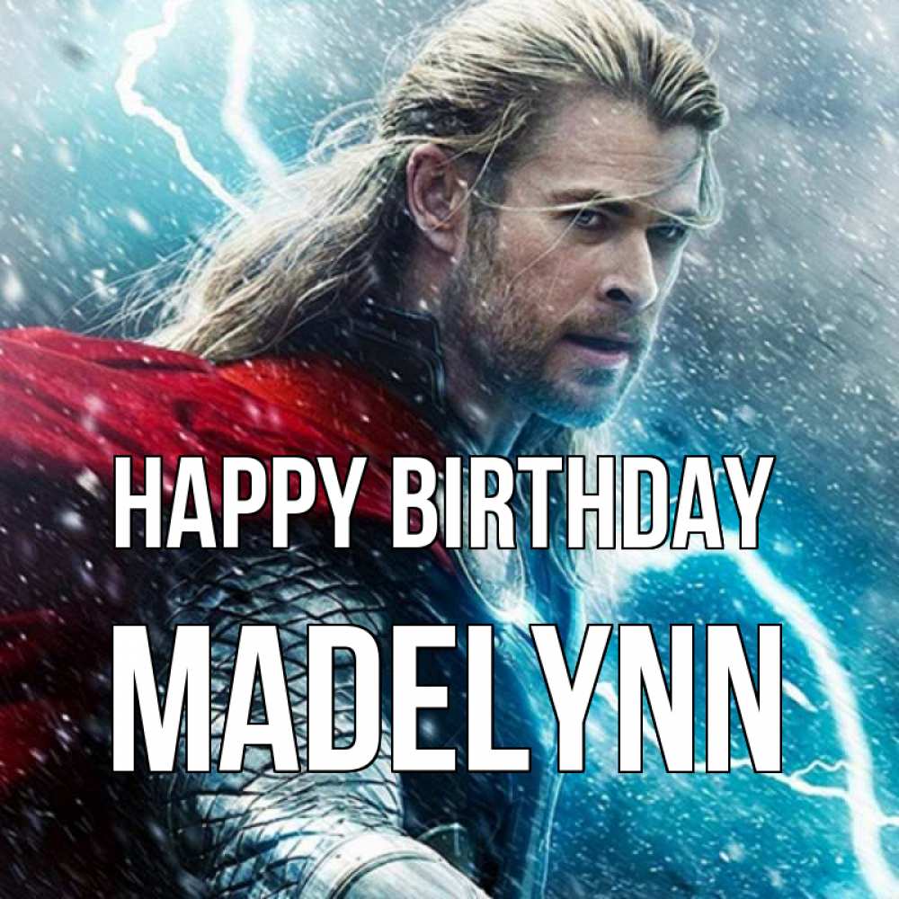 Greetings card с именем, Madelynn Happy Birthday марвел боги Greetings with text for free download 