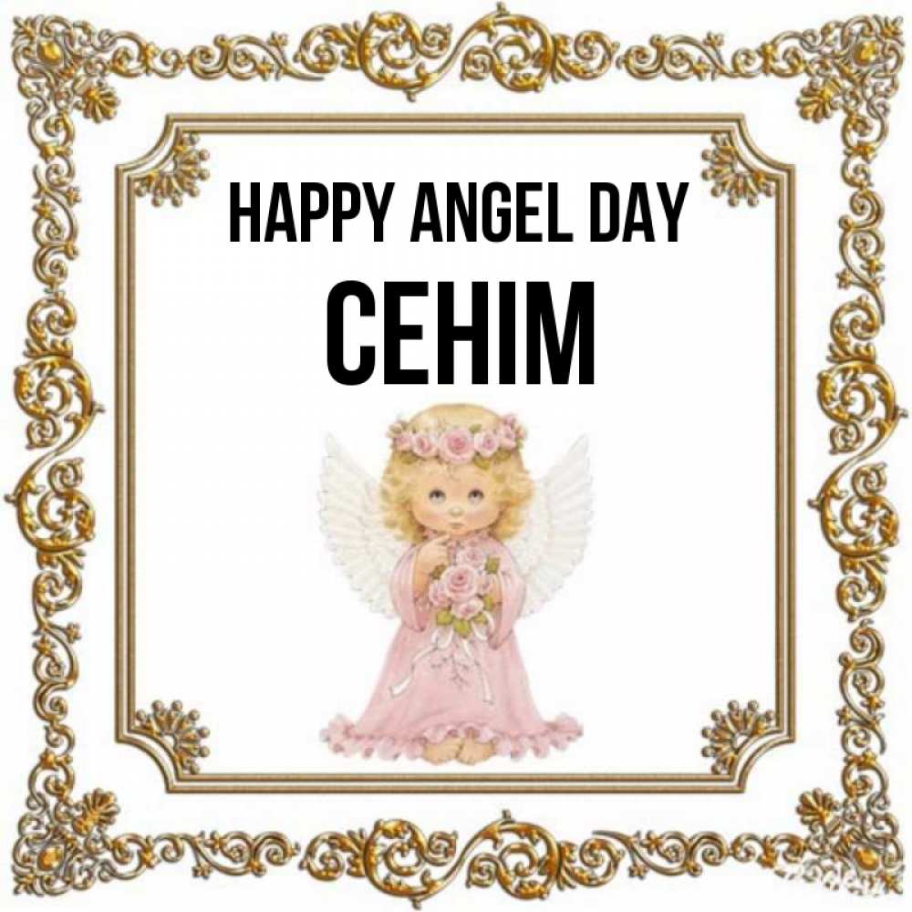 Greetings card с именем, СЕНІМ happy angel day девочка ангел с крыльями и цветами в розовом платье Greetings with text for free download 
