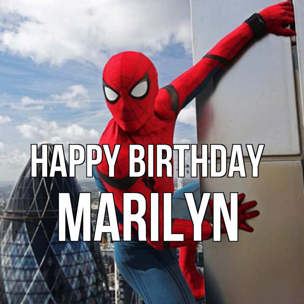 Greetings card с именем, Marilyn Happy Birthday Марвел Greetings with text for free download 