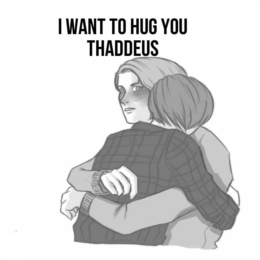 Greetings card с именем, Thaddeus I want to hug you карандашом рисунок Greetings with text for free download 