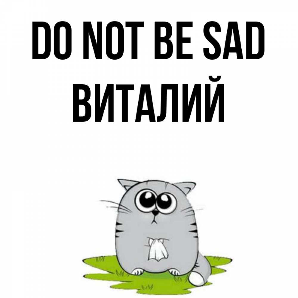 Greetings card с именем, Виталий Do not be sad грустный котяра Greetings with text for free download 