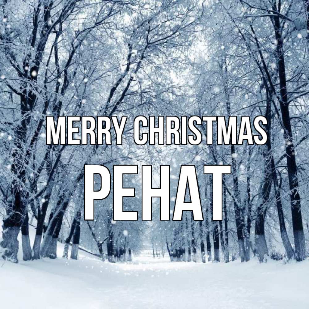 Greetings card с именем, РЕНАТ Merry Christmas снег, лес, парк Greetings with text for free download 