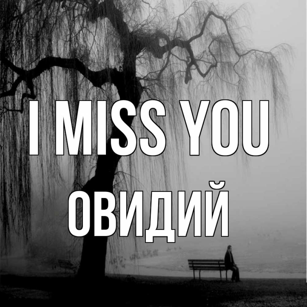 Greetings card с именем, Овидий I miss you лавочка под деревом я жду тебя Greetings with text for free download 