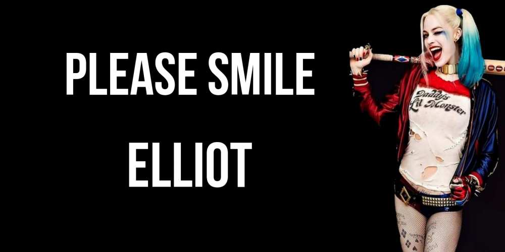 Greetings card с именем, Elliot Please smile пожелания быть позитивным Greetings with text for free download 