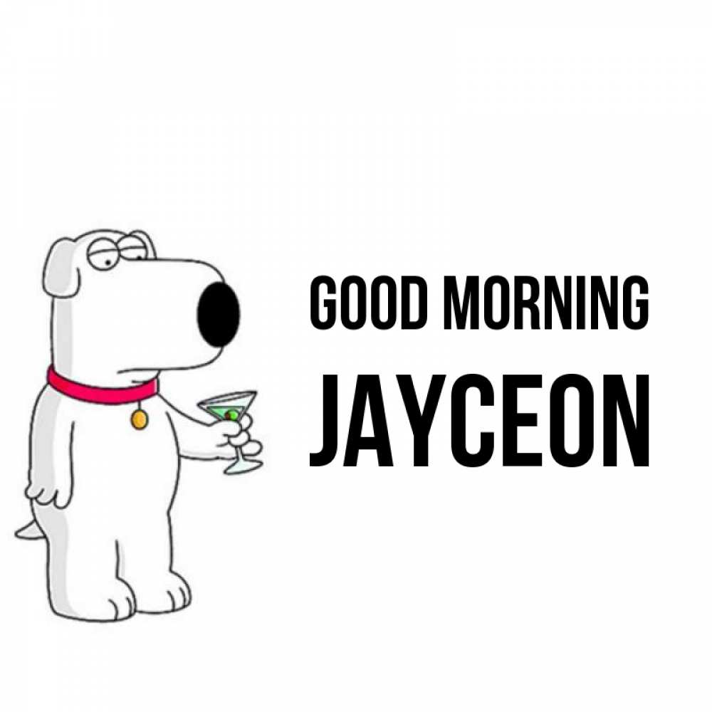 Greetings card с именем, Jayceon Good morning герои мультфильмов белый пес Greetings with text for free download 