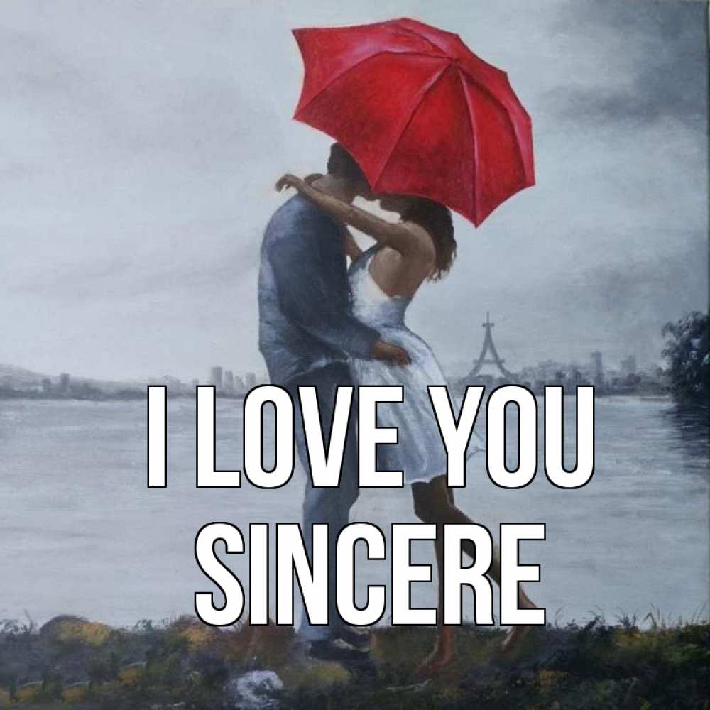Greetings card с именем, Sincere I love you под красным зонтом Greetings with text for free download 