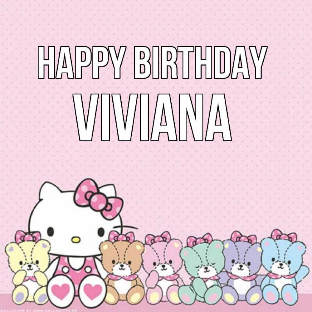 Greetings card с именем, Viviana Happy Birthday Мишки Greetings with text for free download 