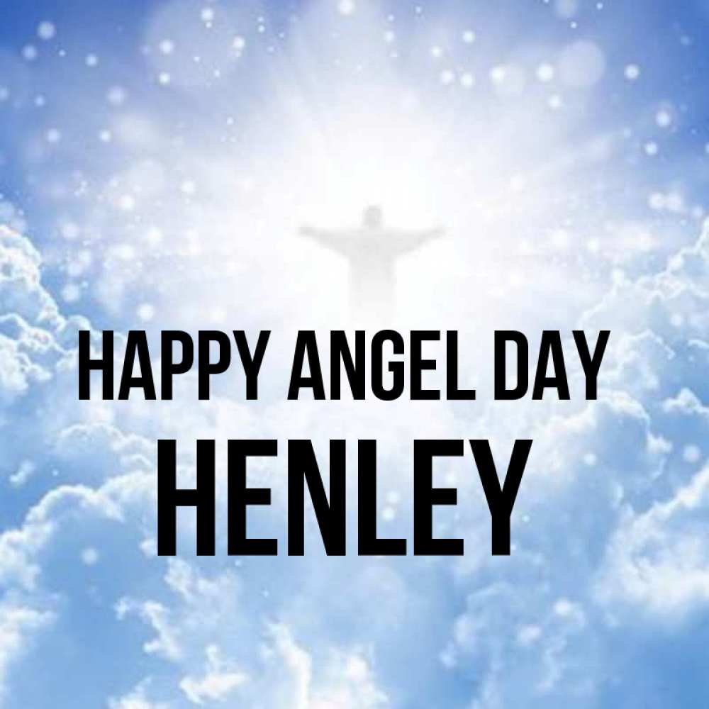 Greetings card с именем, Henley happy angel day ангел на облаках в свете солнца Greetings with text for free download 