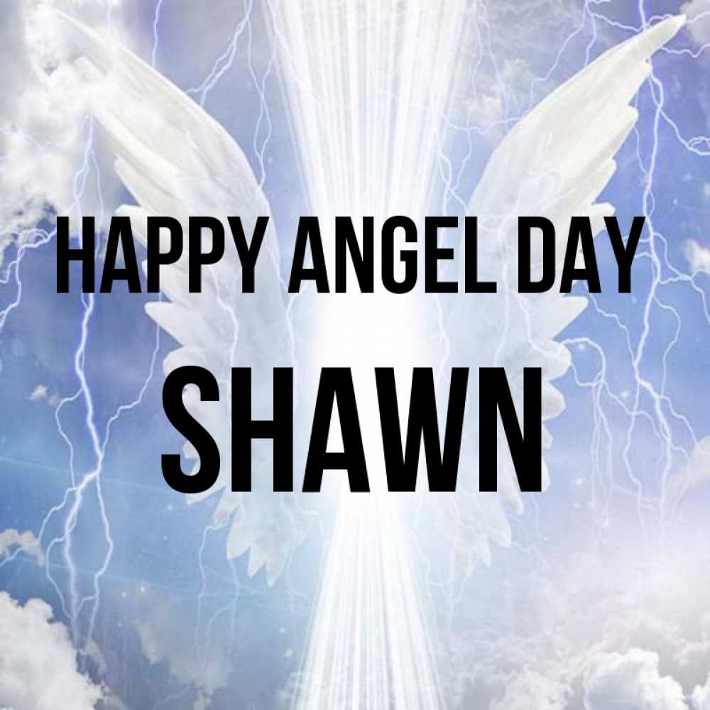 Greetings card с именем, Shawn happy angel day молнии на небе и свет Greetings with text for free download 