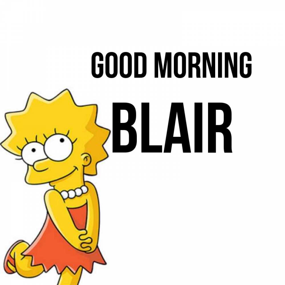 Greetings card с именем, Blair Good morning в платье и ожерелье Greetings with text for free download 