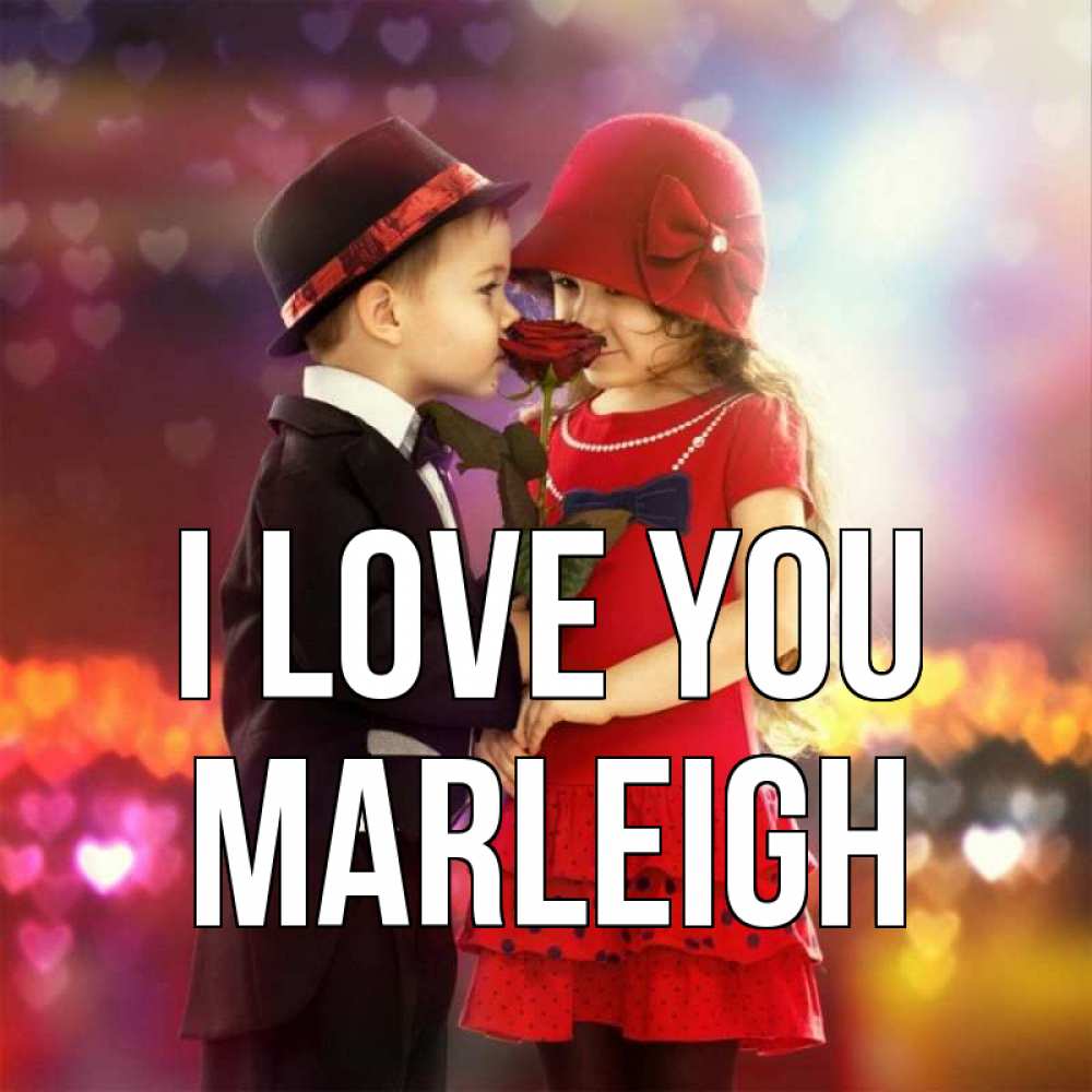 Greetings card с именем, Marleigh I love you черное и красное и роза Greetings with text for free download 