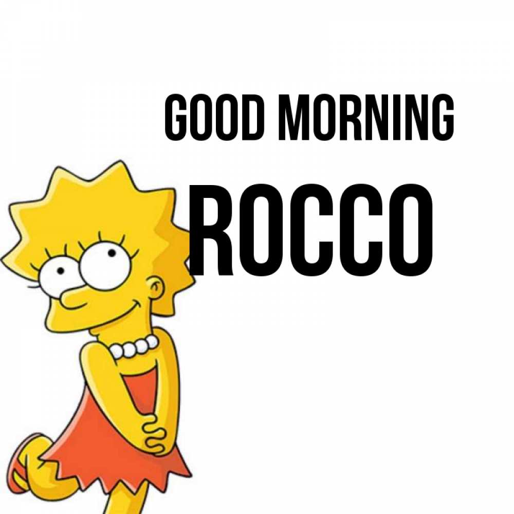 Greetings card с именем, Rocco Good morning в платье и ожерелье Greetings with text for free download 