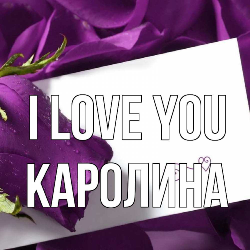 Greetings card с именем, Каролина I love you роза Greetings with text for free download 