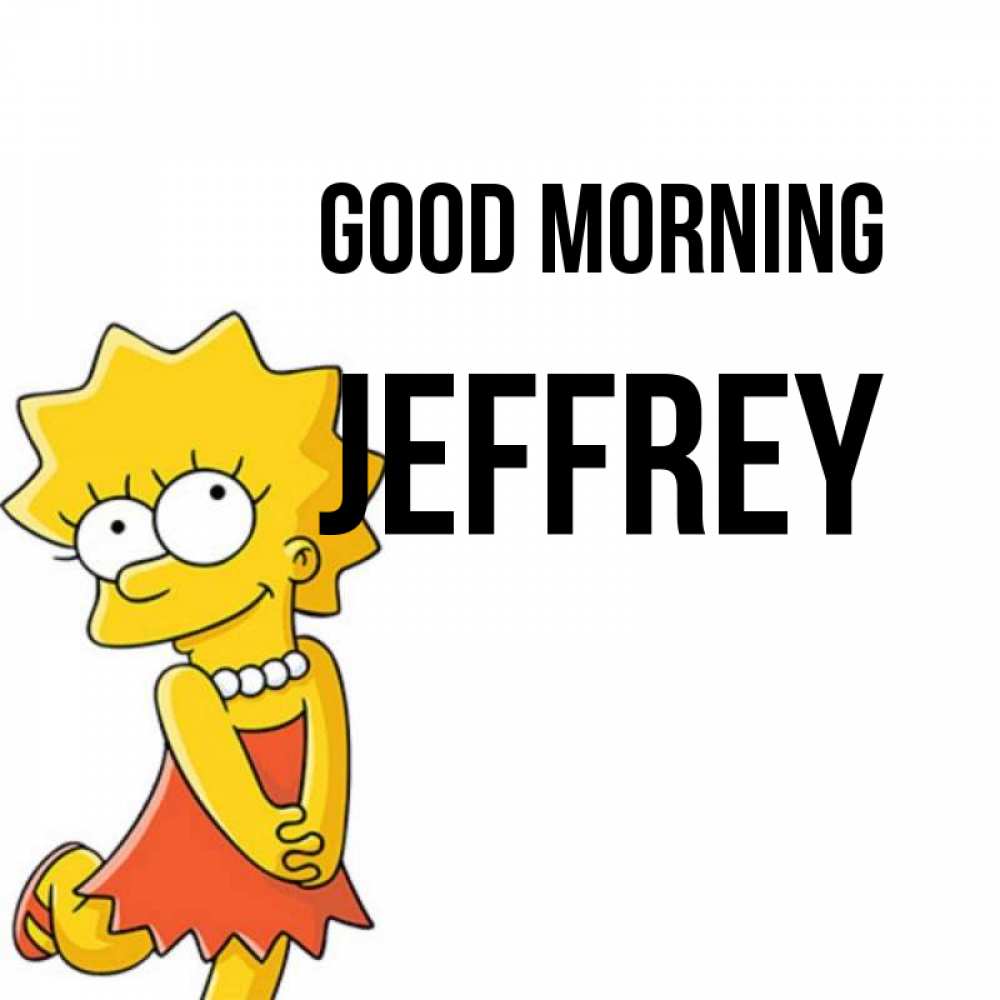Greetings card с именем, Jeffrey Good morning в платье и ожерелье Greetings with text for free download 