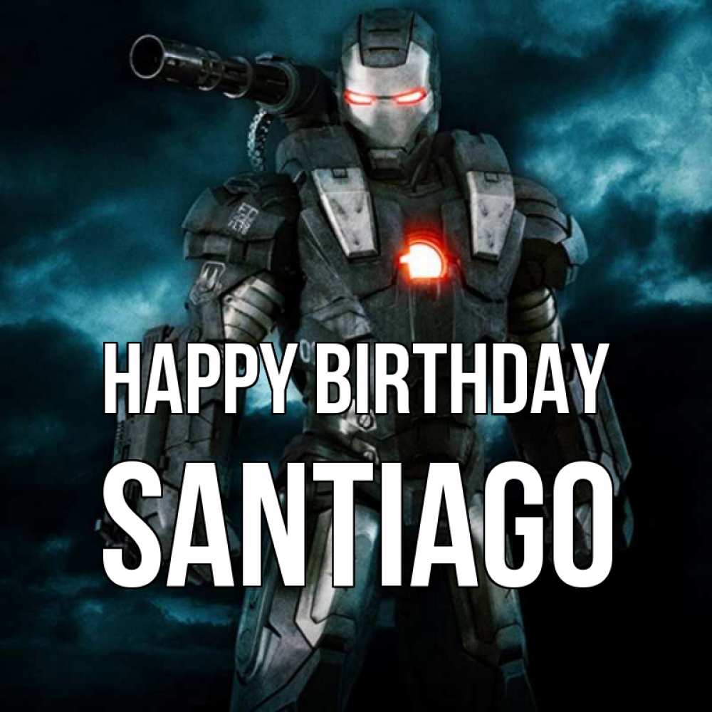 Greetings card с именем, Santiago Happy Birthday марвел супергерой в новом костюме Greetings with text for free download 
