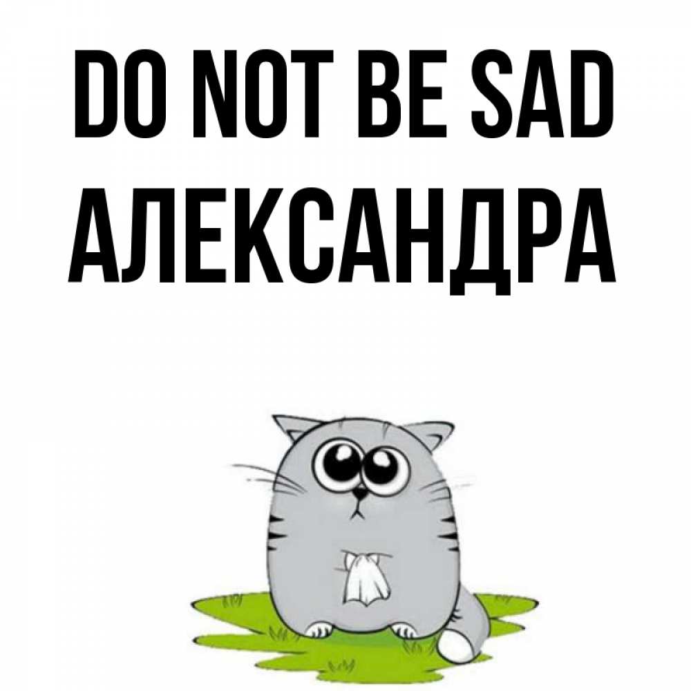 Greetings card с именем, Александра Do not be sad грустный котяра Greetings with text for free download 