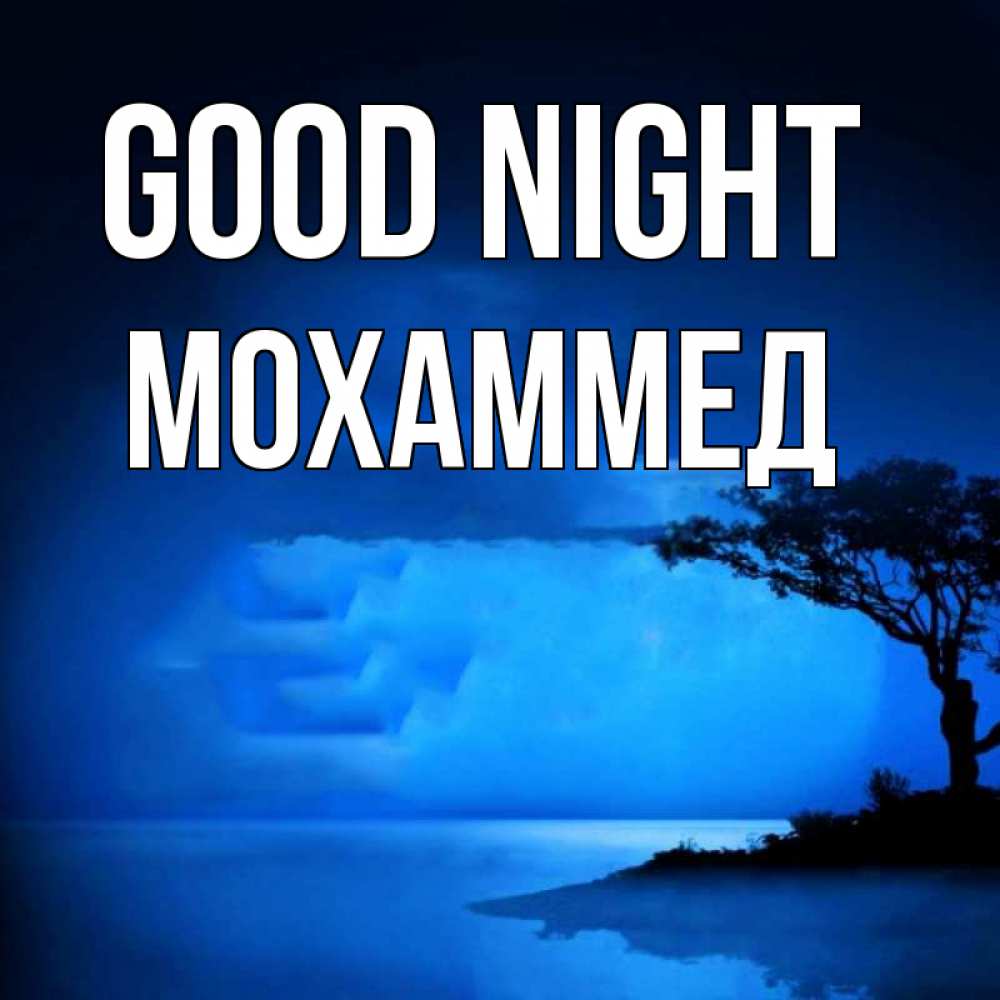 Greetings card с именем, Мохаммед Good night ночное побережье Greetings with text for free download 