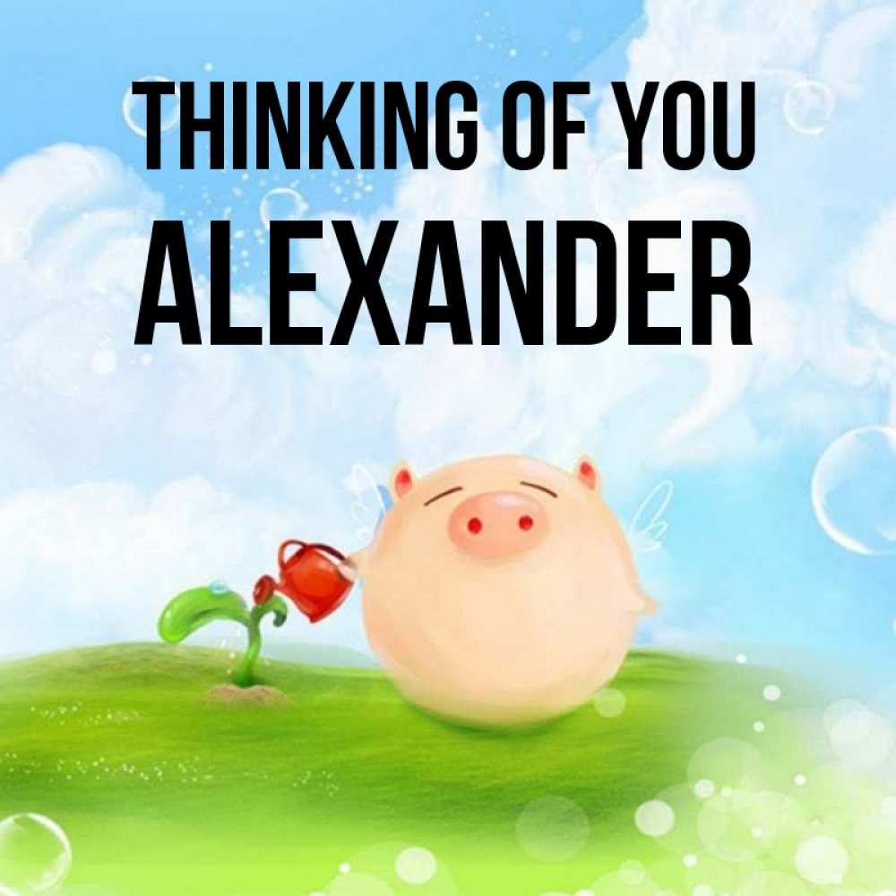 Greetings card с именем, Alexander Thinking of you позитивная свинюшка Greetings with text for free download 