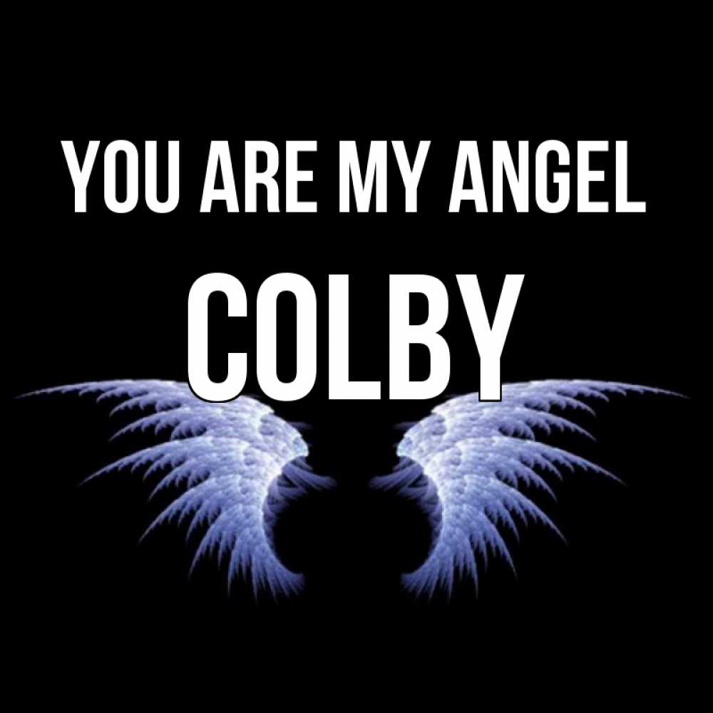 Greetings card с именем, Colby You are my angel ангельские крылья на черном фоне Greetings with text for free download 