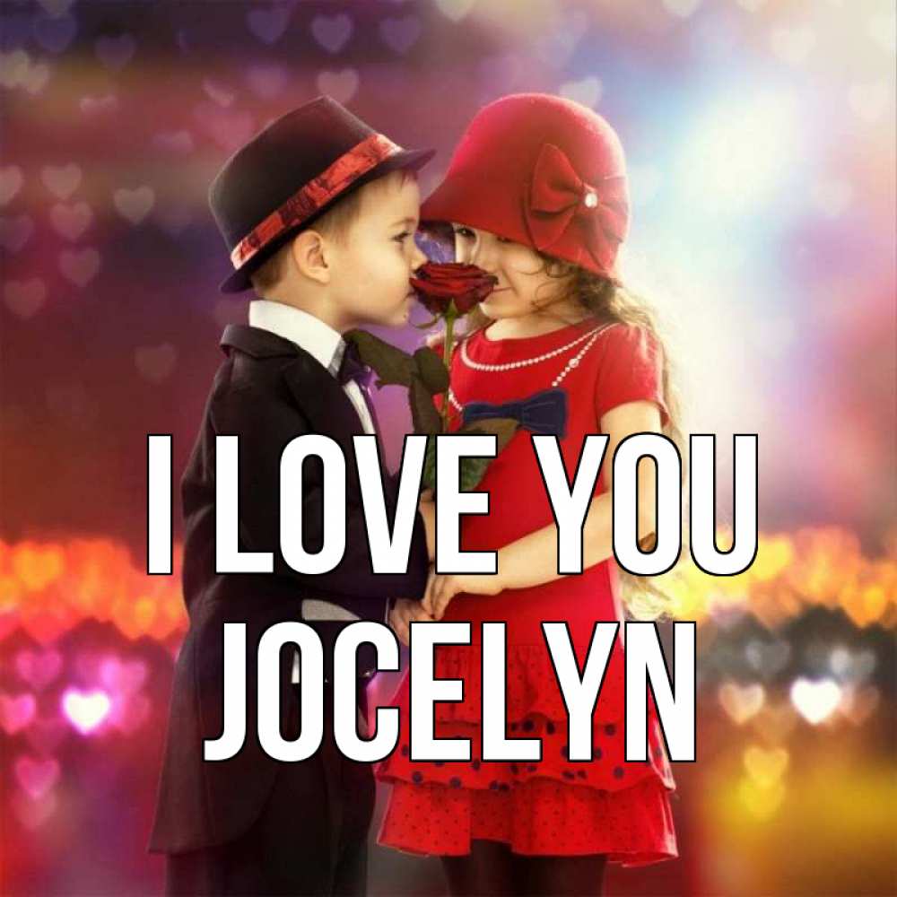 Greetings card с именем, Jocelyn I love you черное и красное и роза Greetings with text for free download 