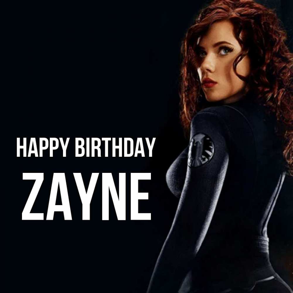 Greetings card с именем, Zayne Happy Birthday Марвел черная вдова Greetings with text for free download 