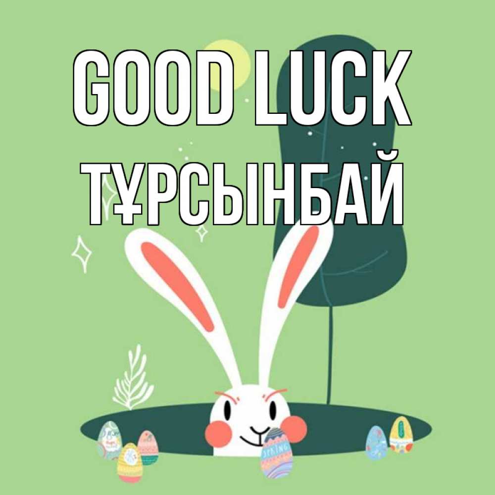 Greetings card с именем, ТҰРСЫНБАЙ Good luck заяц Greetings with text for free download 