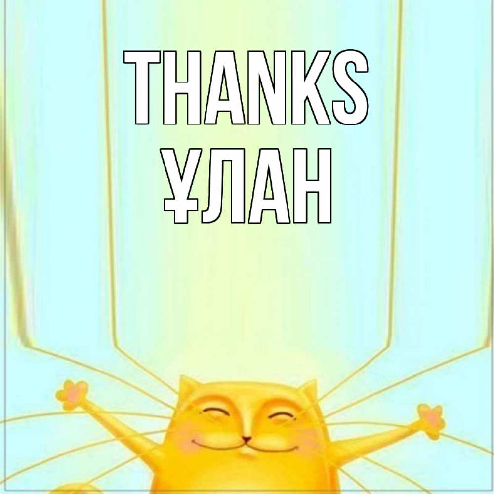 Greetings card с именем, ҰЛАН Thanks кот с усами благодарит Greetings with text for free download 