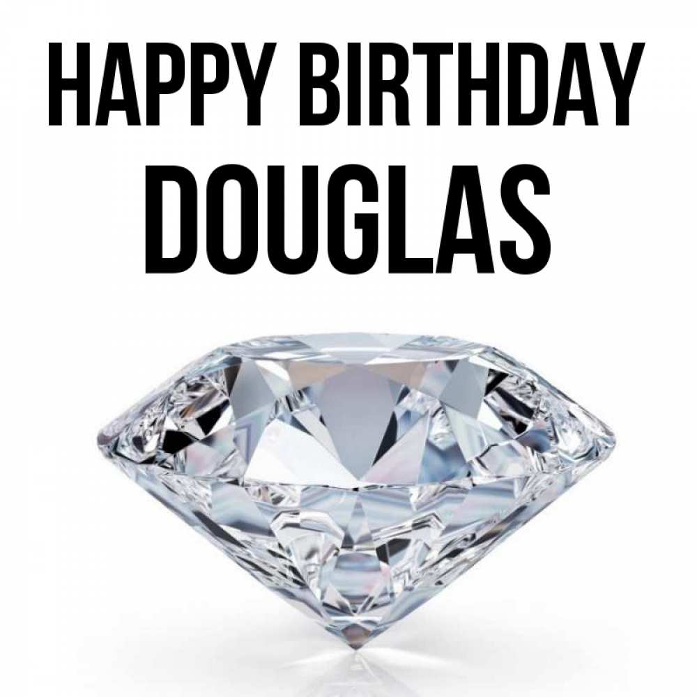 Greetings card с именем, Douglas Happy Birthday к пожеланием быть богатым Greetings with text for free download 