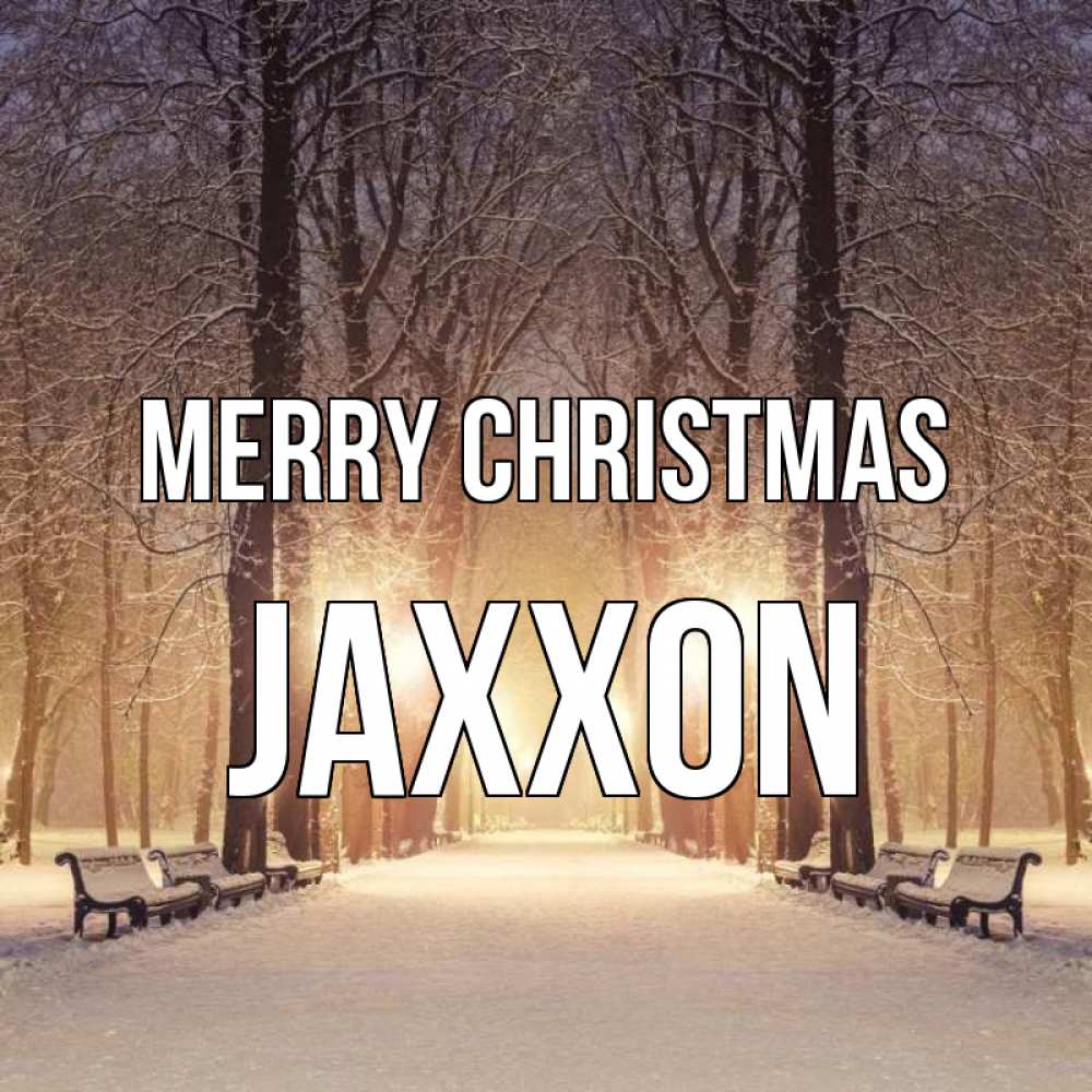 Greetings card с именем, Jaxxon Merry Christmas зима, парк, фонарь, лес Greetings with text for free download 