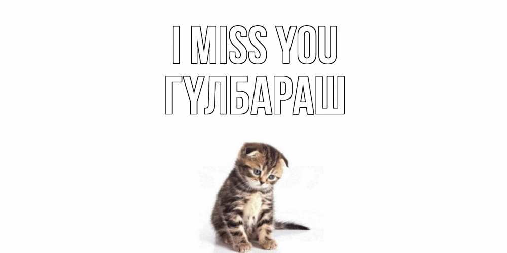 Greetings card с именем, ГҮЛБАРАШ I miss you кот Greetings with text for free download 