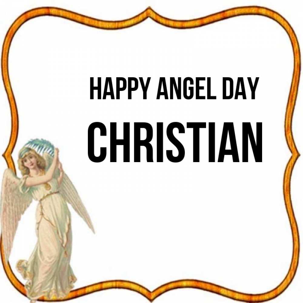 Greetings card с именем, Christian happy angel day рамочка простая Greetings with text for free download 