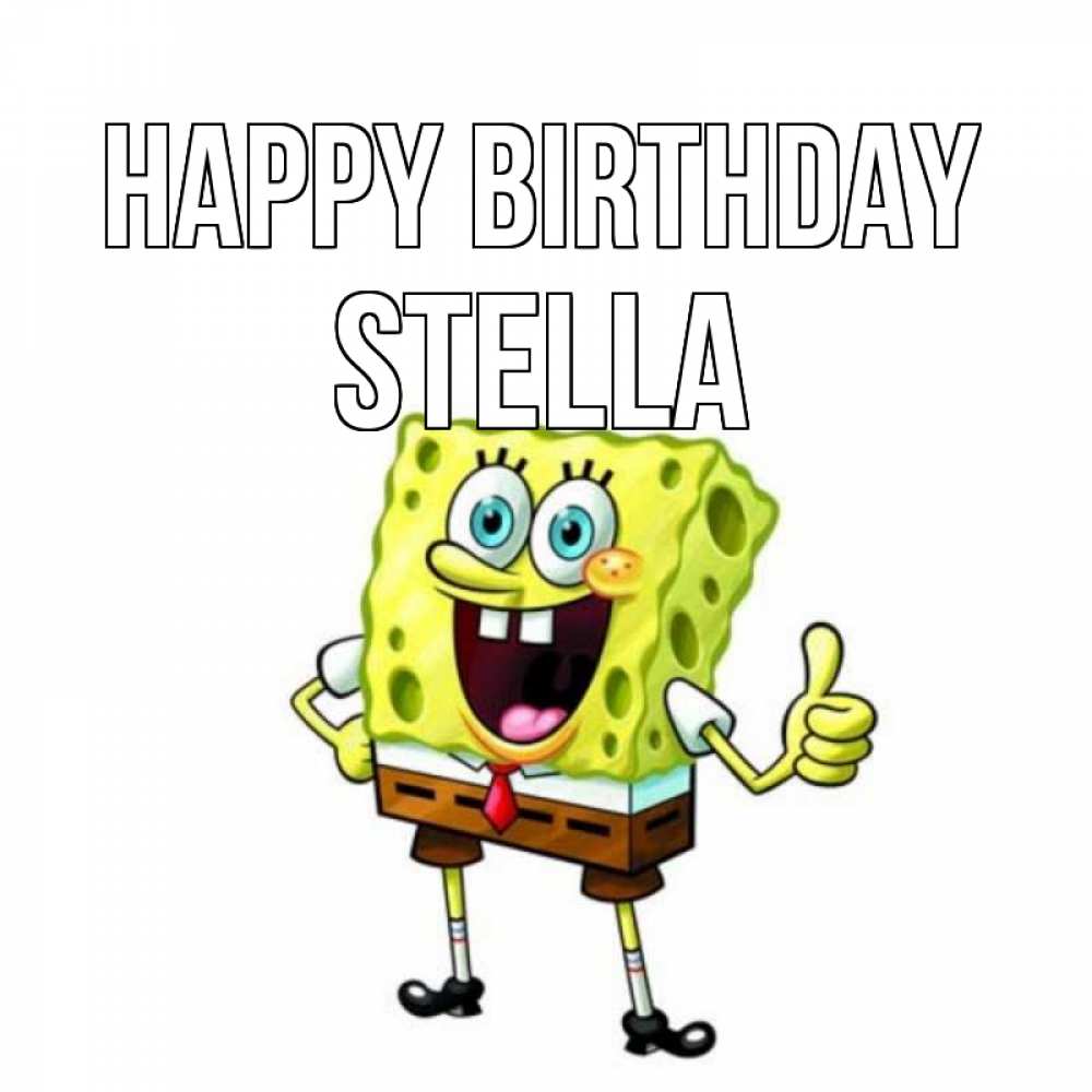 Greetings card с именем, Stella Happy Birthday герои мультфильмов Greetings with text for free download 