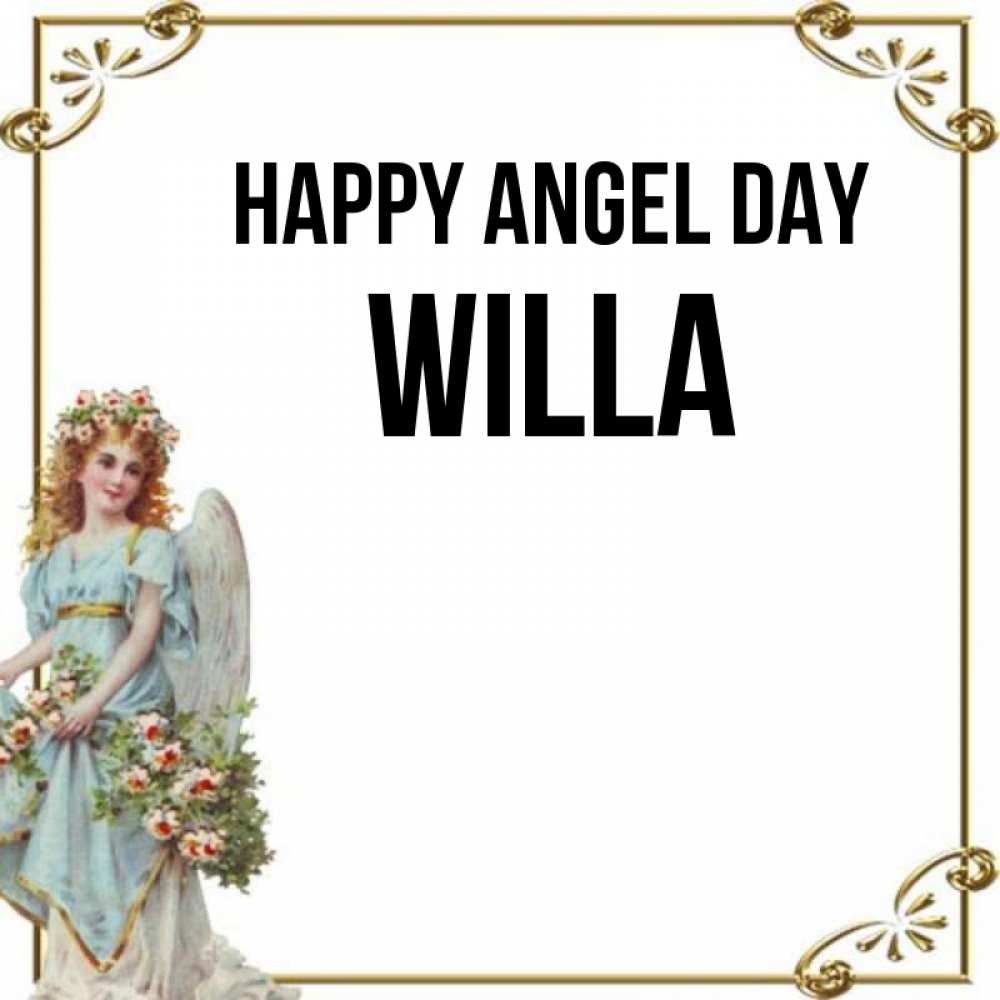 Greetings card с именем, Willa happy angel day с именинами от девушки ангела Greetings with text for free download 