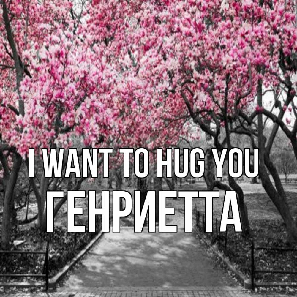 Greetings card с именем, Генриетта I want to hug you обработанное фото Greetings with text for free download 