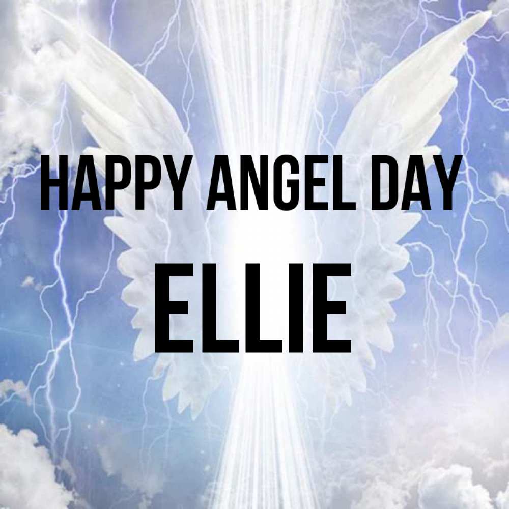 Greetings card с именем, Ellie happy angel day молнии на небе и свет Greetings with text for free download 