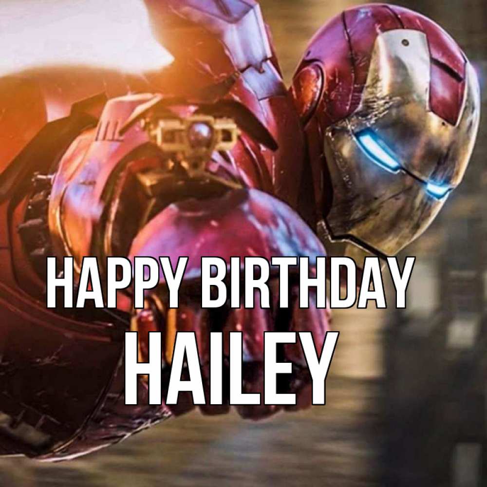 Greetings card с именем, Hailey Happy Birthday марвел супергерои в костюме Greetings with text for free download 