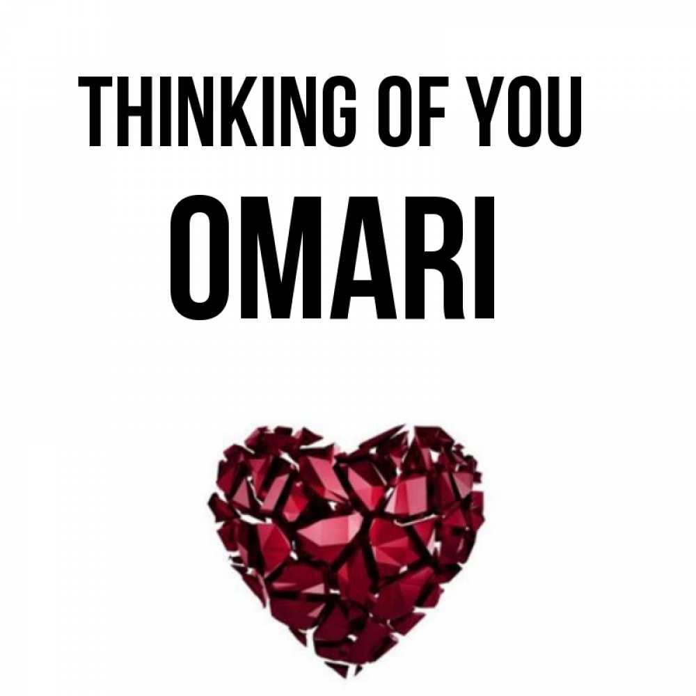 Greetings card с именем, Omari Thinking of you рубиновое 1 Greetings with text for free download 