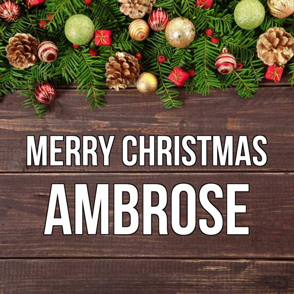 Greetings card с именем, Ambrose Merry Christmas с рождеством Greetings with text for free download 