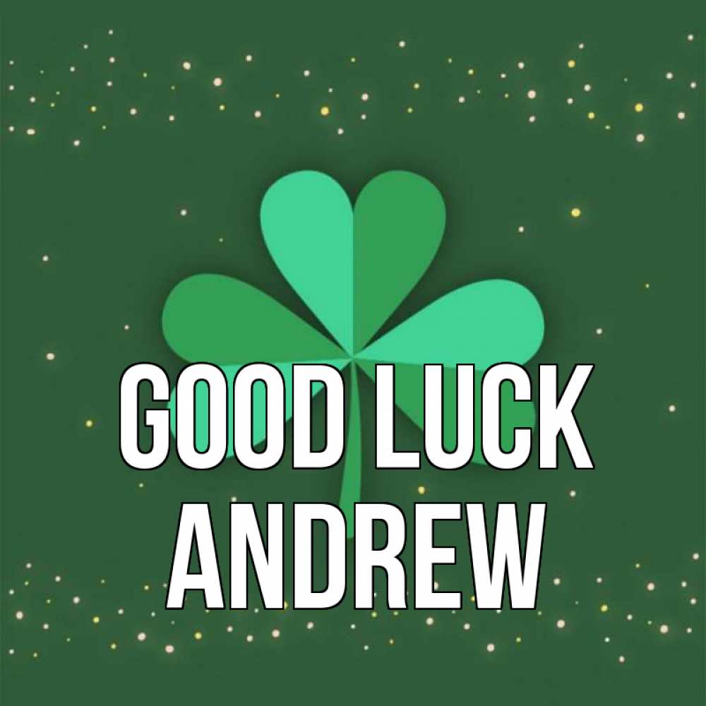 Greetings card с именем, Andrew Good luck лист клевера Greetings with text for free download 