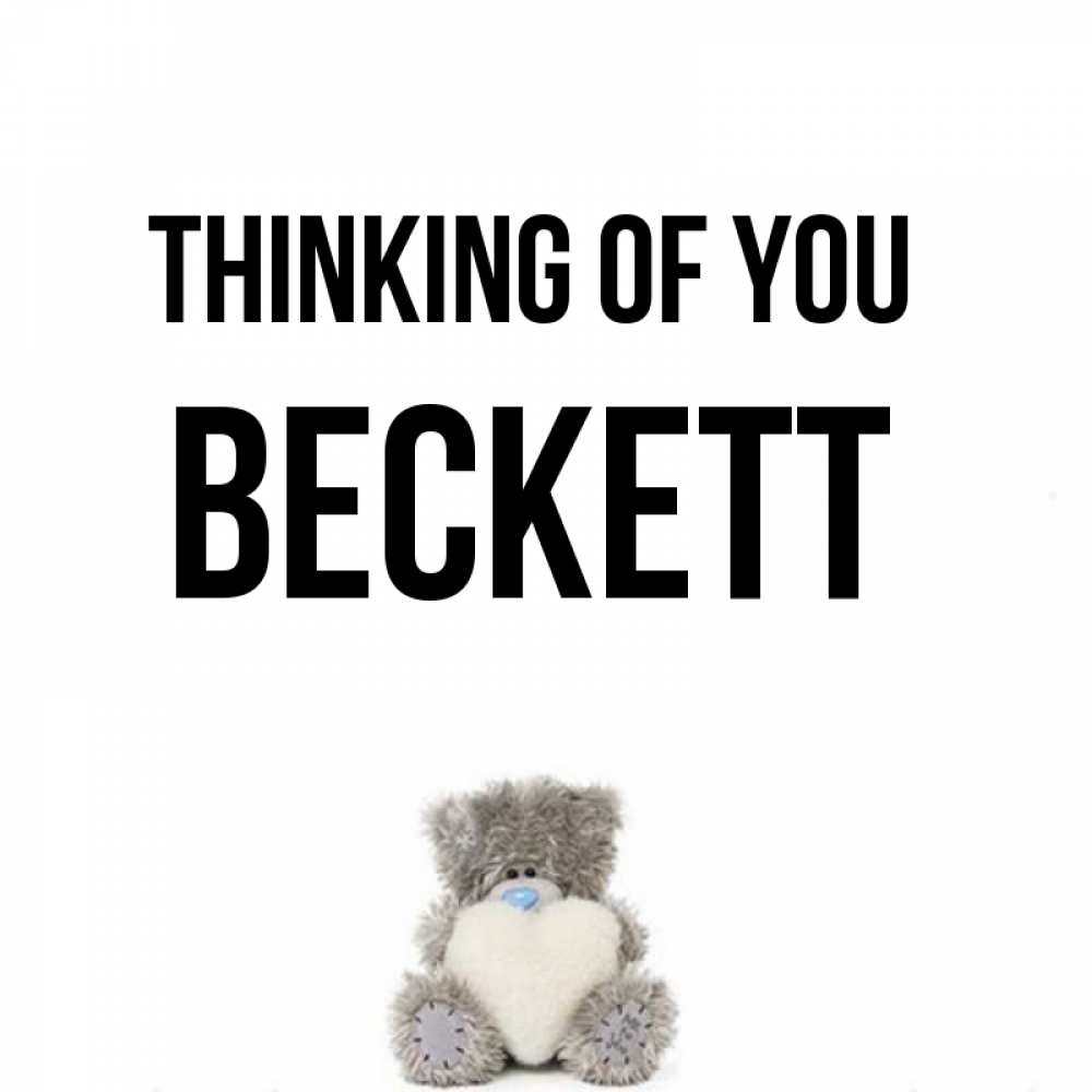 Greetings card с именем, Beckett Thinking of you тедди с сердечком для любимой Greetings with text for free download 