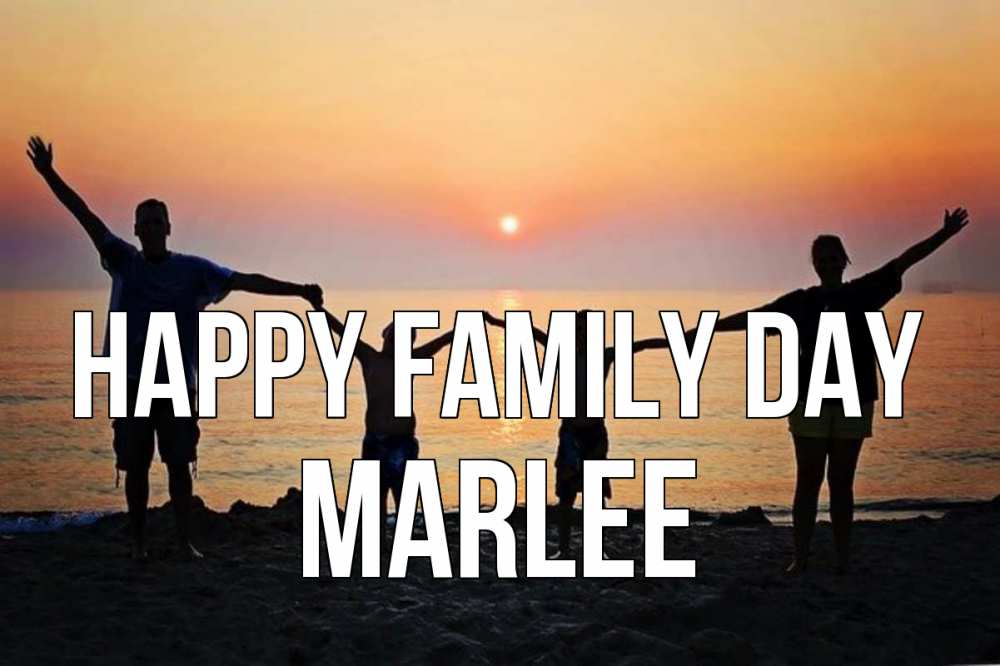 Greetings card с именем, Marlee happy family day мама, папа, дети, дочка,сын, море, пляж, закат Greetings with text for free download 