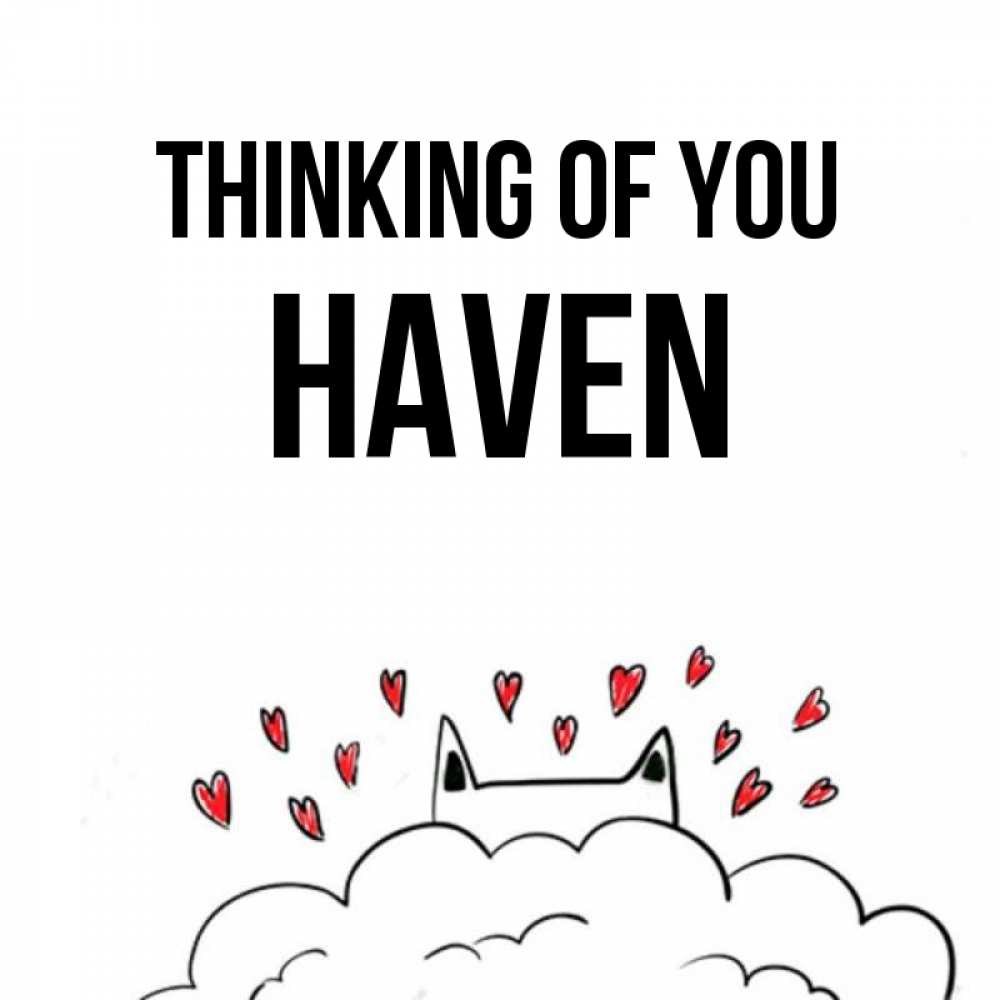 Greetings card с именем, Haven Thinking of you кот за облаком Greetings with text for free download 