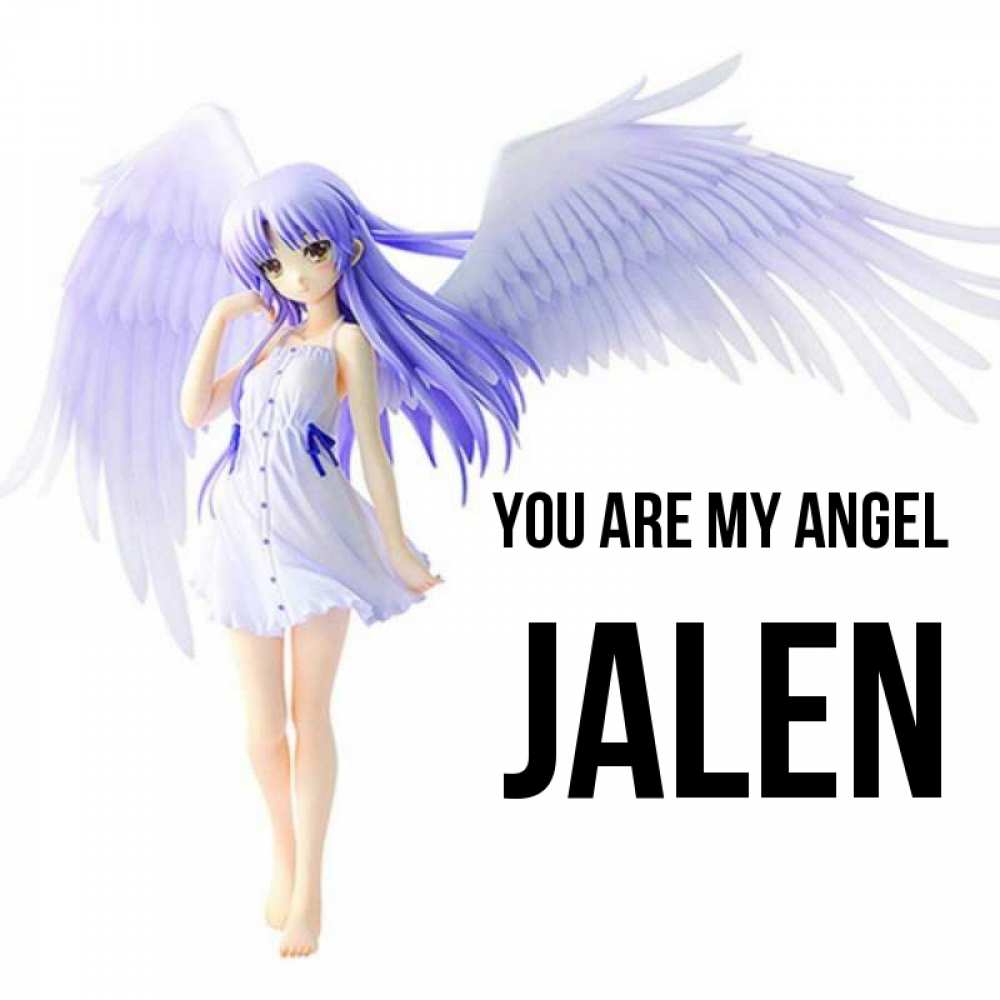 Greetings card с именем, Jalen You are my angel девушка ангел с фиолетовыми крыльями Greetings with text for free download 