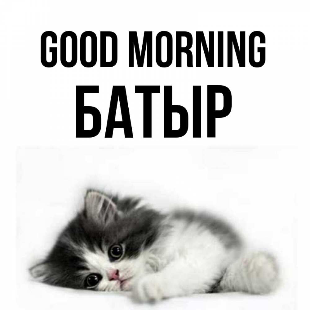 Greetings card с именем, Батыр Good morning кот лапки Greetings with text for free download 